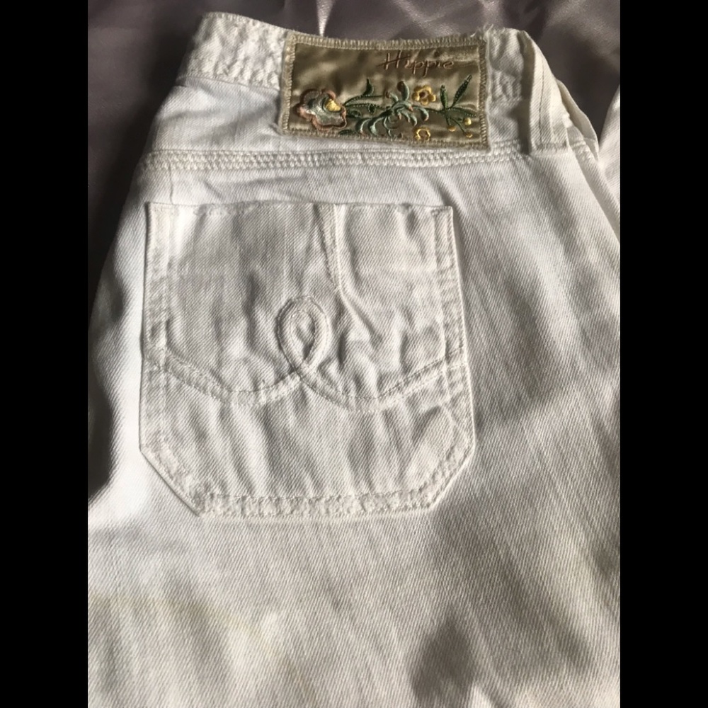 Hippie brand , size 9 authentic white womens  jeans long flare leg - Picture 3 of 16